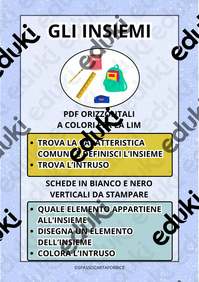 GLI INSIEMI - MATEMATICA IN PRIMA Esercizi - GLI INSIEMI - MATEMATICA IN PRIMA - Spassocartaforbice - Pagina di copertina