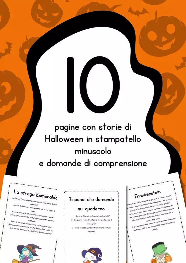 Storie di Halloween con domande di comprensione Esercizi - Storie di Halloween con domande di comprensione - MilleLibriPerBambini - Pagina di copertina