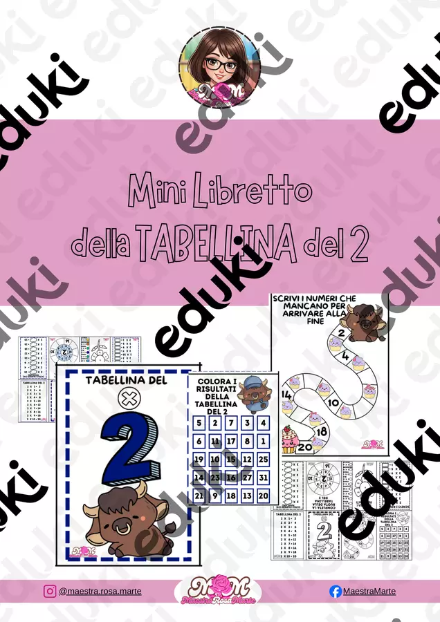 Mini libretto della tabellina del 2 (1) Esercizi - Mini libretto della tabellina del 2 (1) - MRMaestraRosaMarte - Pagina di copertina