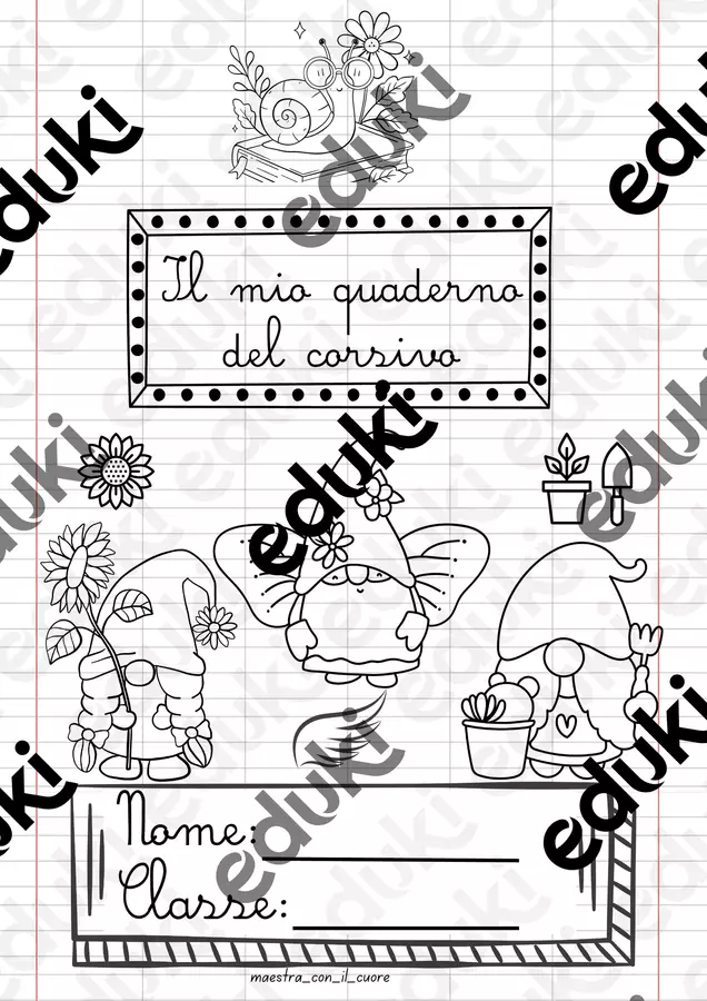 Corsivo: conosciamo le 5 famiglie con l'aiuto degli gnomi Piani di lezione - Corsivo: conosciamo le 5 famiglie con l'aiuto degli gnomi - Maestra Rache - Pagina di copertina
