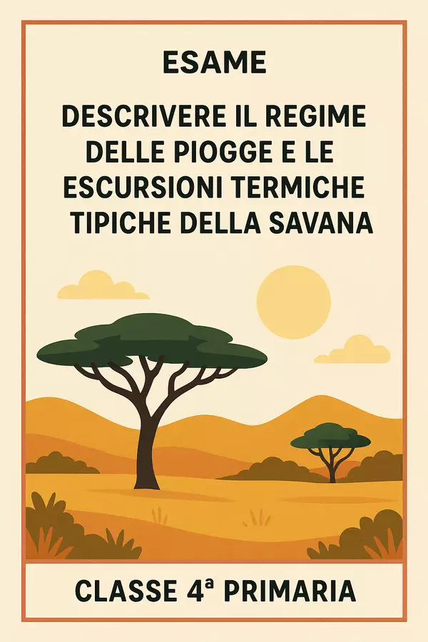 ES: regime delle piogge ed escursioni termiche della savana Compiti in classe/Test - ES: regime delle piogge ed escursioni termiche della savana - Maestra Geo Giulia - Pagina di copertina