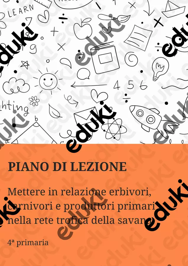 PL relazione erbivori, carnivori, produttori primari savana Piani di lezione - PL relazione erbivori, carnivori, produttori primari savana - Maestra Geo Giulia - Pagina di copertina