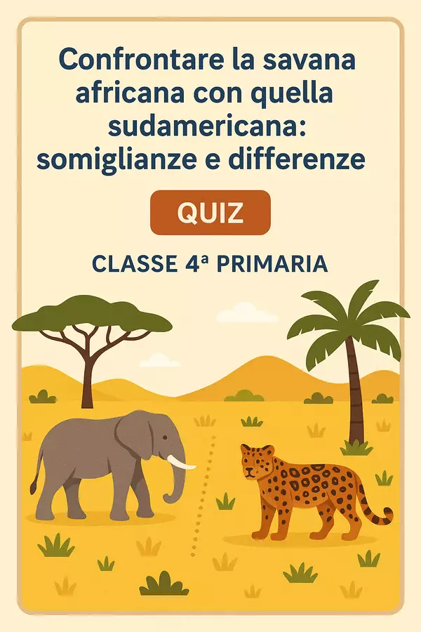 Quiz: confrontare savana africana e quella sudamericana Quiz - Quiz: confrontare savana africana e quella sudamericana - Maestra Geo Giulia - Pagina di copertina