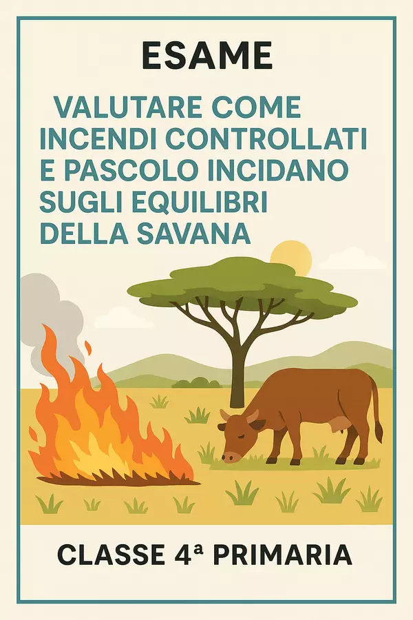 Esame:valutare come incendi e pascolo incidano sulla savana Compiti in classe/Test - Esame:valutare come incendi e pascolo incidano sulla savana - Maestra Geo Giulia - Pagina di copertina