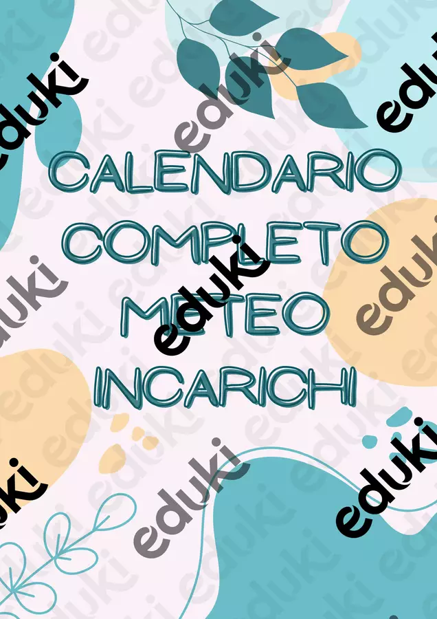 CALENDARIO/METEO/INCARICHI Materiale di supporto/inclusione - CALENDARIO/METEO/INCARICHI - LisaMaestradiSostegno - Pagina di copertina