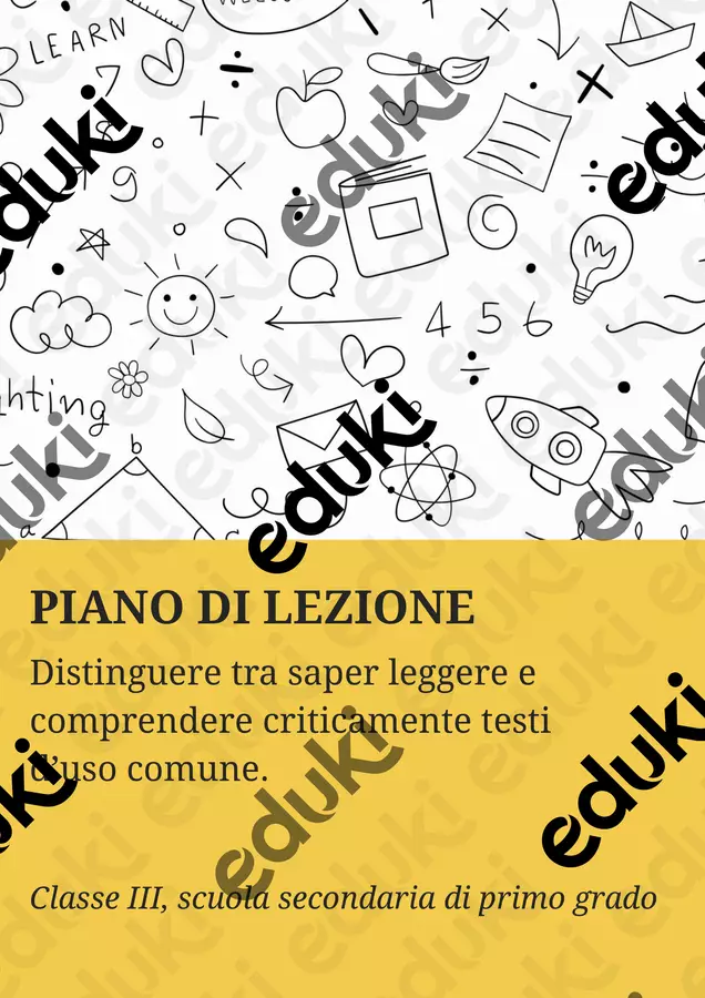 Distinguere tra saper leggere e comprendere criticamente testi d’uso comune. Piani di lezione - Distinguere tra saper leggere e comprendere criticamente testi d’uso comune. - Maestra di Italiano - Pagina di copertina