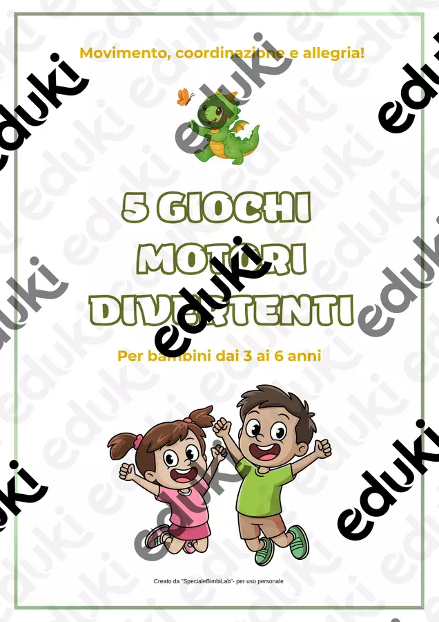 5 giochi motori divertenti, movimento e coordinazione Materiale di supporto/inclusione - 5 giochi motori divertenti, movimento e coordinazione - SpecialeBimbi - Pagina di copertina