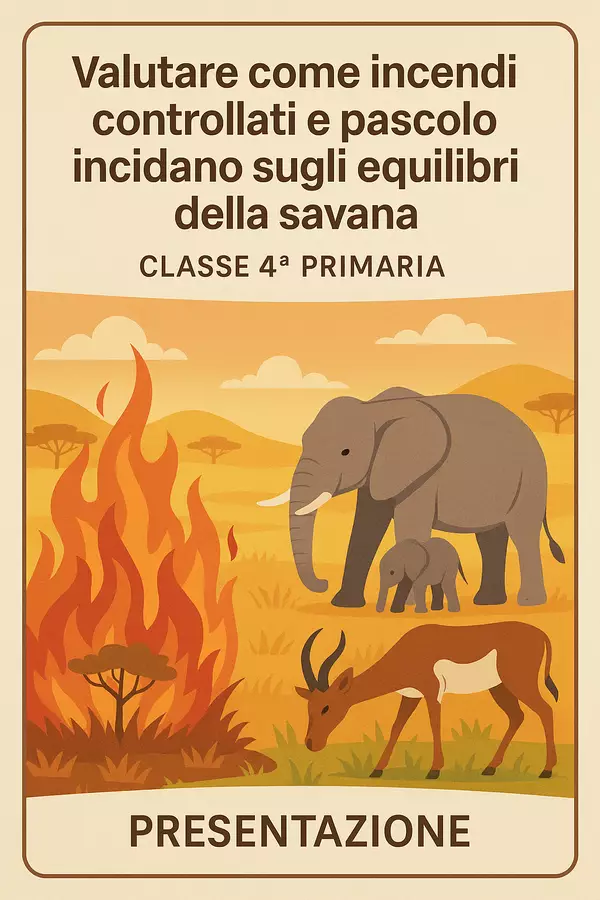 Pres: valutare come incendi e pascolo incidano sulla savana Presentazioni / Lavagne - Pres: valutare come incendi e pascolo incidano sulla savana - Maestra Geo Giulia - Pagina di copertina