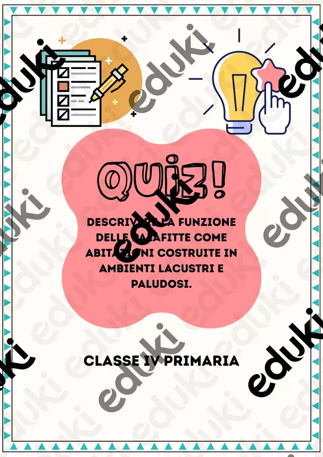Quiz Descrivere la funzione delle palafitte come abitazioni Quiz - Quiz Descrivere la funzione delle palafitte come abitazioni - La Macchina del Sapere - Pagina di copertina