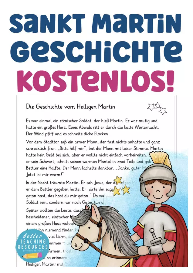 Tedesco Deutsch Sankt Martin Martinstag Geschichte Religion Materiale di supporto/inclusione - Tedesco Deutsch Sankt Martin Martinstag Geschichte Religion - Better Teaching Resources - Pagina di copertina