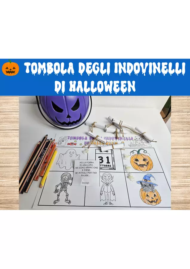 🕸️ Tombola degli Indovinelli di Halloween Esercizi - 🕸️ Tombola degli Indovinelli di Halloween - Nikki_Giochi - Pagina di copertina