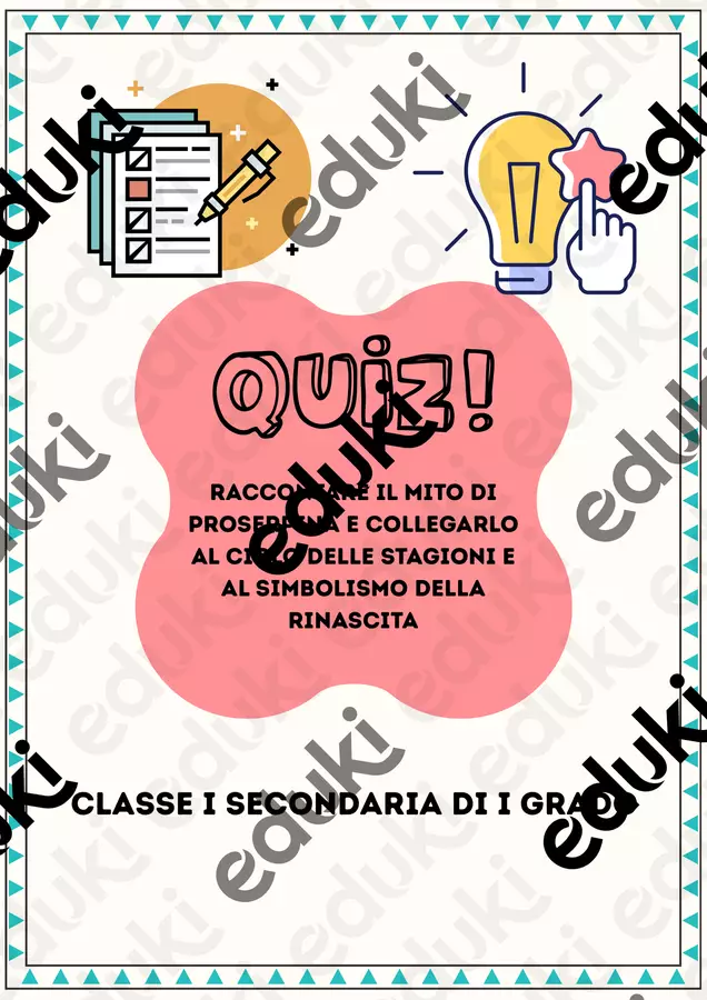 Quiz: il mito di Proserpina ed il ciclo delle stagioni Quiz - Quiz: il mito di Proserpina ed il ciclo delle stagioni - La Macchina del Sapere - Pagina di copertina