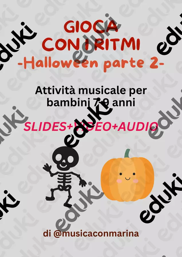 GIOCA CON I RITMI parte 2 - Attività musicale per halloween Flashcard - GIOCA CON I RITMI parte 2 - Attività musicale per halloween - Musica con Marina - Pagina di copertina