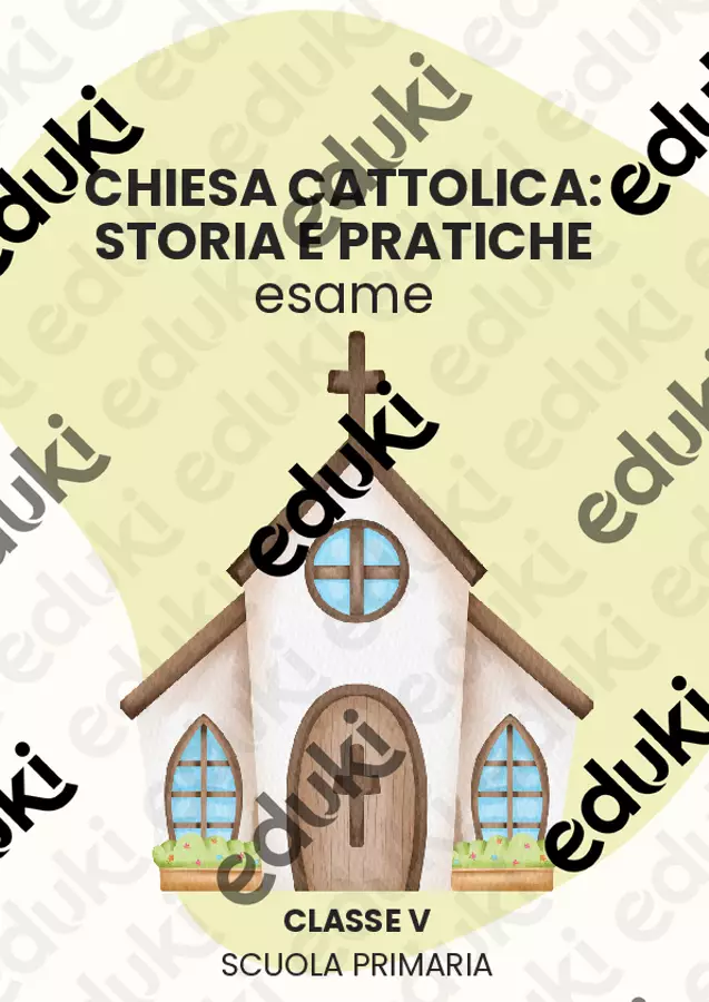 Chiesa cattolica: storia e pratiche (esame) Compiti in classe/Test - Chiesa cattolica: storia e pratiche (esame) - Maestra di Italiano - Pagina di copertina