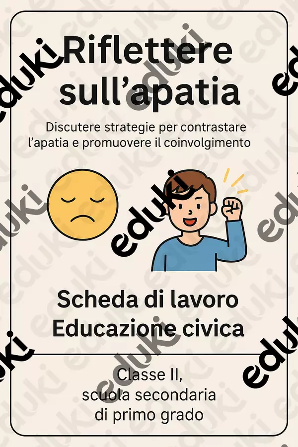 Discutere strategie per contrastare l’apatia e promuovere il coinvolgimento attivo. Schede informative - Discutere strategie per contrastare l’apatia e promuovere il coinvolgimento attivo. - Maestra di Italiano - Pagina di copertina