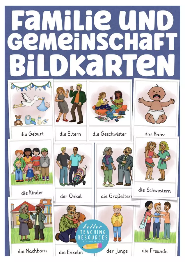 Tedesco: la famiglia Bildkarten die Familie Deutsch Flashcard - Tedesco: la famiglia Bildkarten die Familie Deutsch - Better Teaching Resources - Pagina di copertina