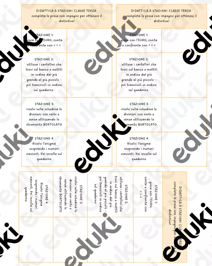 Didattica a stazioni, classe terza - matematica Didattica a stazioni - Didattica a stazioni, classe terza - matematica - Maestra Giada - Pagina di copertina