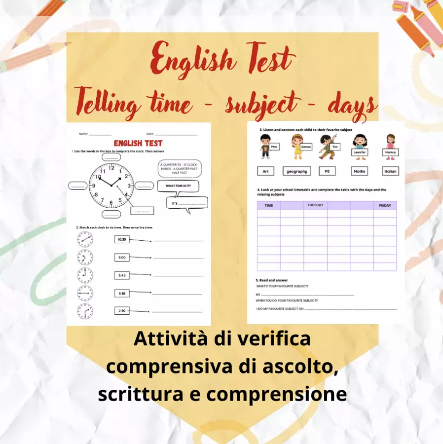 English test - 4th-5th grade - verifica primaria Esercizi - English test - 4th-5th grade - verifica primaria - Caterina Borello - Pagina di copertina