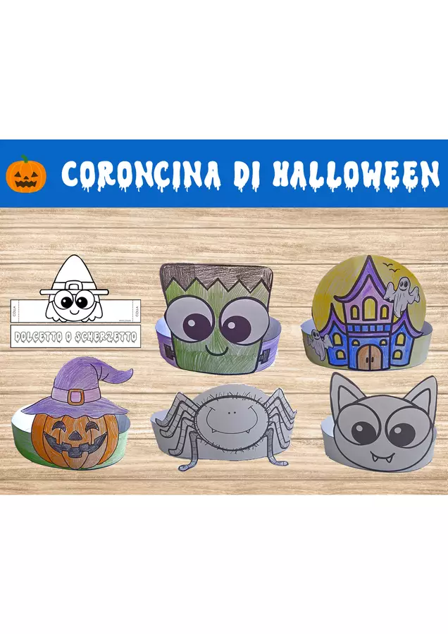 🎃 Coroncina di Halloween – Materiale creativo da stampare e colorare! 🕸️ Materiale per pittura e bricolage - 🎃 Coroncina di Halloween – Materiale creativo da stampare e colorare! 🕸️ - Nikki_Giochi - Pagina di copertina