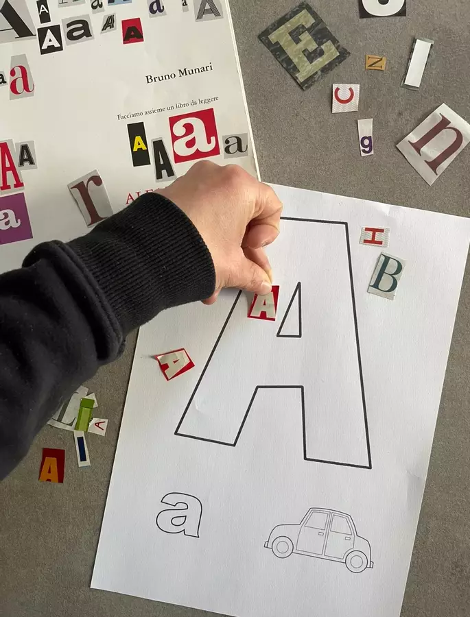 Alfabetiere di BRUNO MUNARI, un libro da leggere... Materiale per pittura e bricolage - Alfabetiere di BRUNO MUNARI, un libro da leggere... - tra albi e matite - Pagina di copertina