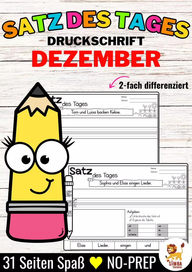 Satz des Tages / Schüttelsätze (Druckschrift) schreiben Weihnachten Dezember Tedesco Esercizi - Satz des Tages / Schüttelsätze (Druckschrift) schreiben Weihnachten Dezember Tedesco - SIMBA Trainers Education - Pagina di copertina