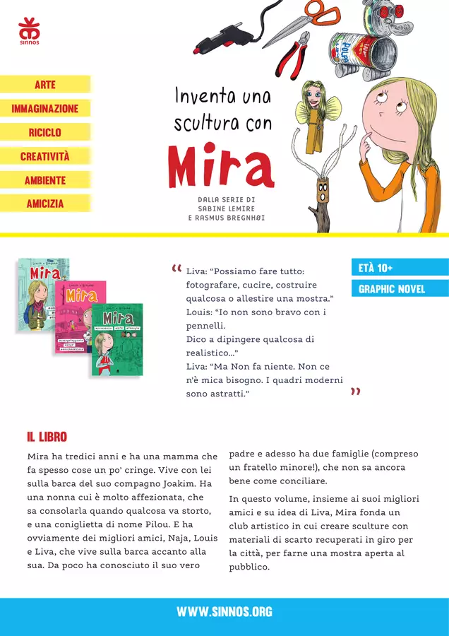 Inventa una scultura con Mira Opere didattiche / Libri di testo - Inventa una scultura con Mira - Sinnos Editrice - Pagina di copertina