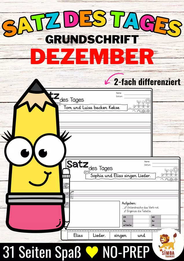 Satz des Tages / Schüttelsätze (Grundschrift) schreiben Weihnachten Dezember Tedesco Esercizi - Satz des Tages / Schüttelsätze (Grundschrift) schreiben Weihnachten Dezember Tedesco - SIMBA Trainers Education - Pagina di copertina