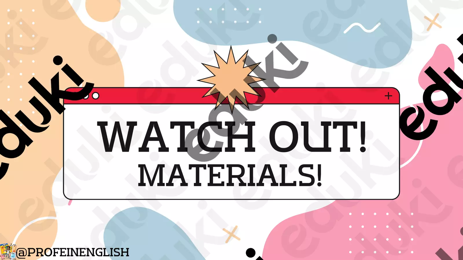 Attenzione: Materiali! Inglese. Clipart / Immagini originali - Attenzione: Materiali! Inglese. - Profe in English - Pagina di copertina