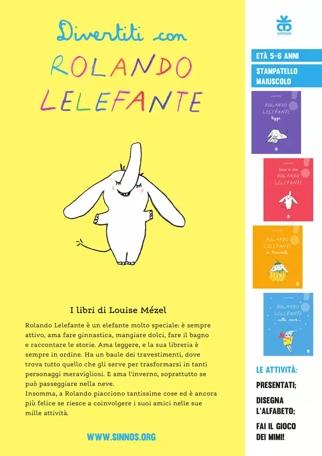 Divertiti con Rolando Lelefante Opere didattiche / Libri di testo - Divertiti con Rolando Lelefante - Sinnos Editrice - Pagina di copertina