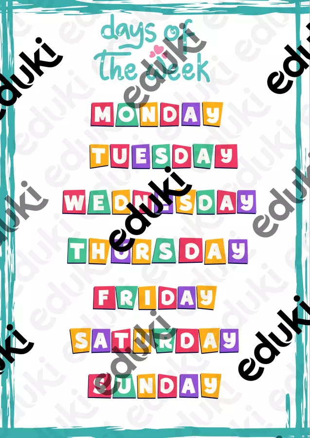 Days of the week Poster - Days of the week - CreaLabFrancy86 - Pagina di copertina