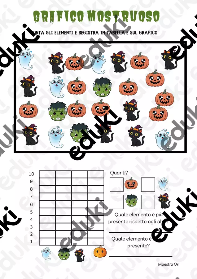 INDAGINE STATISTICA HALLOWEEN Esercizi - INDAGINE STATISTICA HALLOWEEN - Maestra Oril - Pagina di copertina