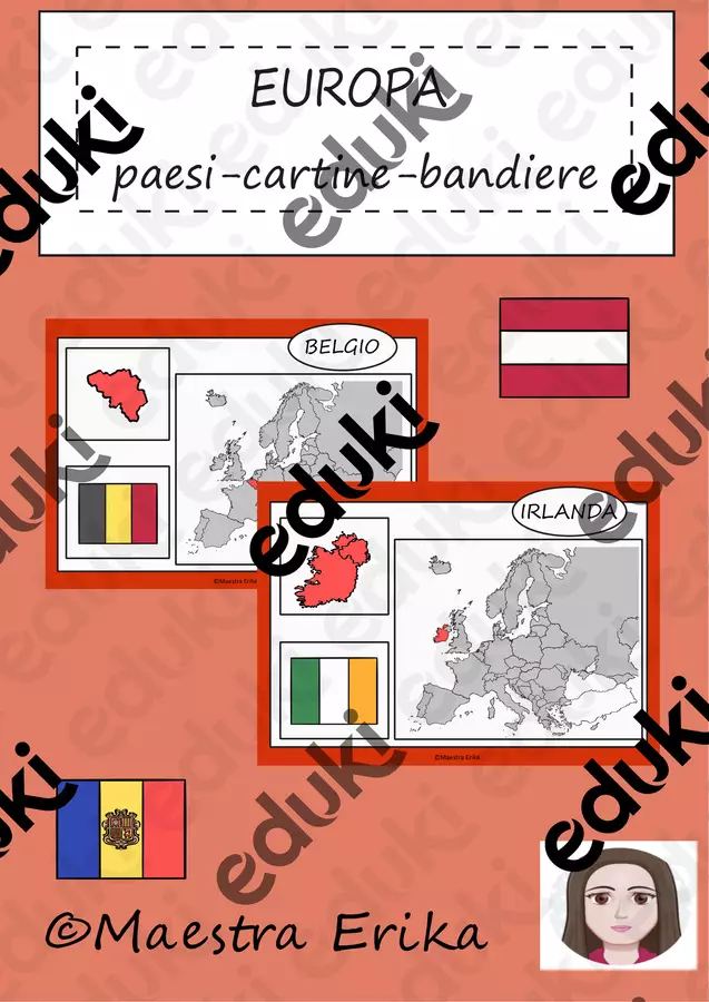 L'Europa-paesi, cartine, bandiere Schede informative - L'Europa-paesi, cartine, bandiere - Maestra Erika - Pagina di copertina