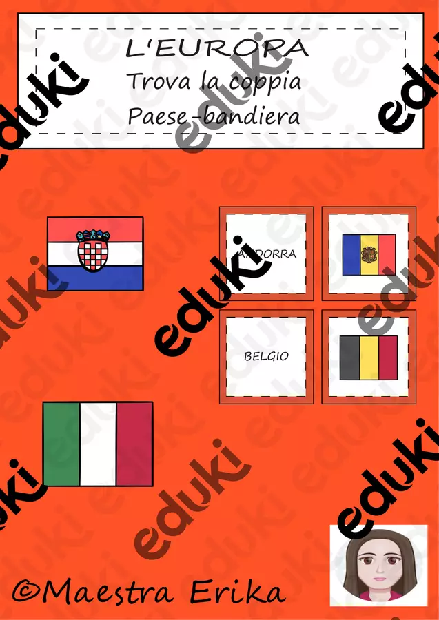 Europa-gioco delle coppie Stato-bandiera Giochi - Europa-gioco delle coppie Stato-bandiera - Maestra Erika - Pagina di copertina