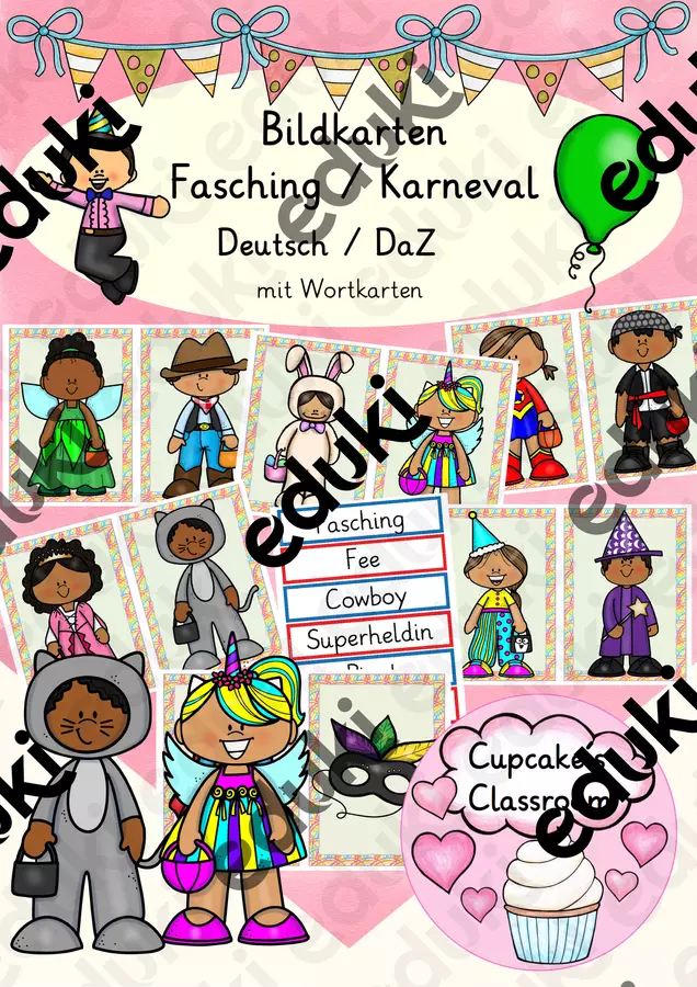 Deutsch/DaZ - Fasching / Karneval - Bildkarten / Flashcards (Carnevale) Flashcard - Deutsch/DaZ - Fasching / Karneval - Bildkarten / Flashcards (Carnevale) - Cupcake's Classroom - Pagina di copertina
