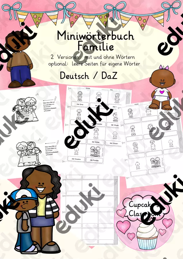 Deutsch/DaZ - Familie - Miniwörterbuch (Leporello), Sprachförderung (Mini-vocabolario: "la famiglia) Esercizi - Deutsch/DaZ - Familie - Miniwörterbuch (Leporello), Sprachförderung (Mini-vocabolario: "la famiglia) - Cupcake's Classroom - Pagina di copertina