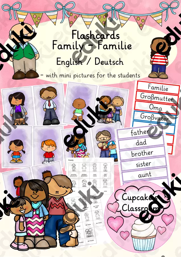 Englisch/Deutsch/DaZ - family / Familie - Bildkarten/ flashcards Flashcard - Englisch/Deutsch/DaZ - family / Familie - Bildkarten/ flashcards - Cupcake's Classroom - Pagina di copertina