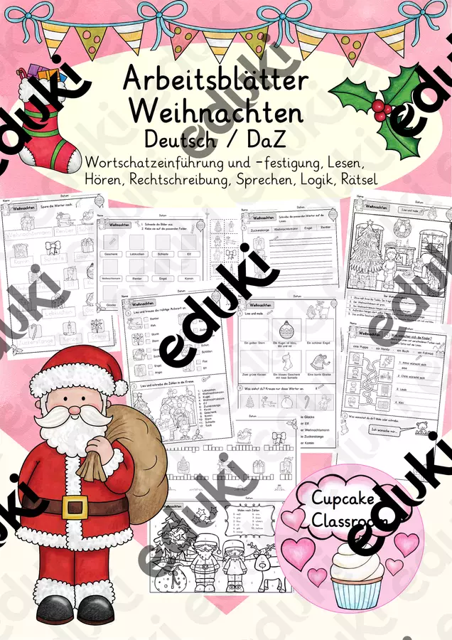 Deutsch/DaZ - Arbeitsblätter Weihnachten - Sprachförderung, Wortschatz, Inklusion (Esercizi: "Natale") Esercizi - Deutsch/DaZ - Arbeitsblätter Weihnachten - Sprachförderung, Wortschatz, Inklusion (Esercizi: "Natale") - Cupcake's Classroom - Pagina di copertina