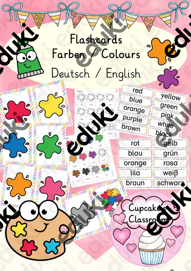 Englisch/Deutsch/DaZ - Colours/Farben - flashcards/Bildkarten Flashcard - Englisch/Deutsch/DaZ - Colours/Farben - flashcards/Bildkarten - Cupcake's Classroom - Pagina di copertina