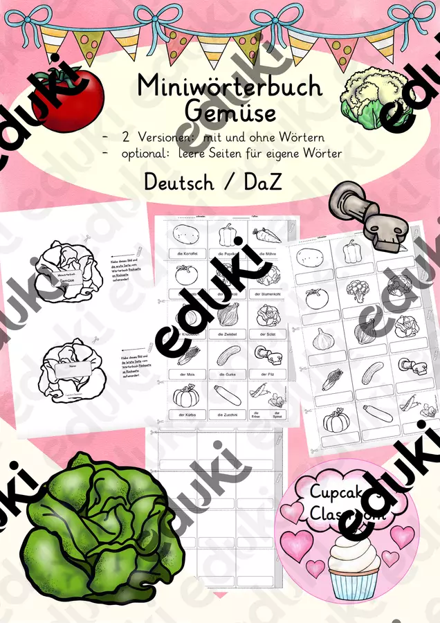 Deutsch/DaZ - Gemüse - Miniwörterbuch, Leporello, Sprachförderung, Freiarbeit, Stationen (Mini dizionario: “Verdura”) Esercizi - Deutsch/DaZ - Gemüse - Miniwörterbuch, Leporello, Sprachförderung, Freiarbeit, Stationen (Mini dizionario: “Verdura”) - Cupcake's Classroom - Pagina di copertina