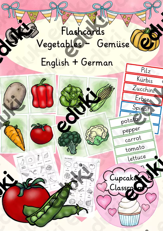 Englisch/Deutsch/DaZ - vegetables - Gemüse - Flashcards - Bildkarten - Sprachförderung Flashcard - Englisch/Deutsch/DaZ - vegetables - Gemüse - Flashcards - Bildkarten - Sprachförderung - Cupcake's Classroom - Pagina di copertina