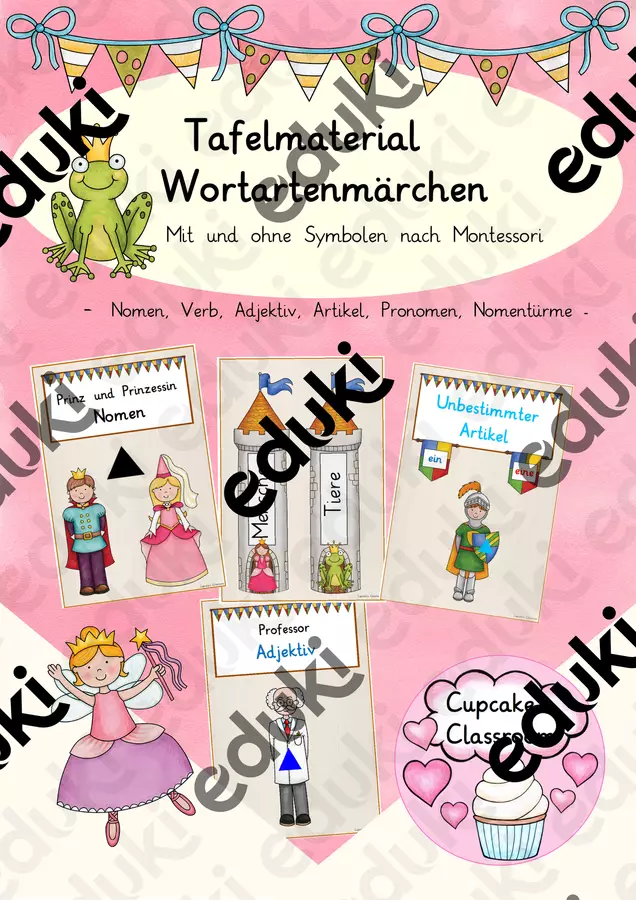 Wortartenmärchen: Tafelmaterial Wortarten, Nomen, Verben, Adjektive, Artikel Deutsch DaZ (Materiale per lavagna sulla fiaba delle parti del discorso) Flashcard - Wortartenmärchen: Tafelmaterial Wortarten, Nomen, Verben, Adjektive, Artikel Deutsch DaZ (Materiale per lavagna sulla fiaba delle parti del discorso) - Cupcake's Classroom - Pagina di copertina