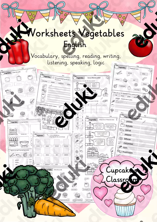 English - Vegetables (Worksheets) Esercizi - English - Vegetables (Worksheets) - Cupcake's Classroom - Pagina di copertina