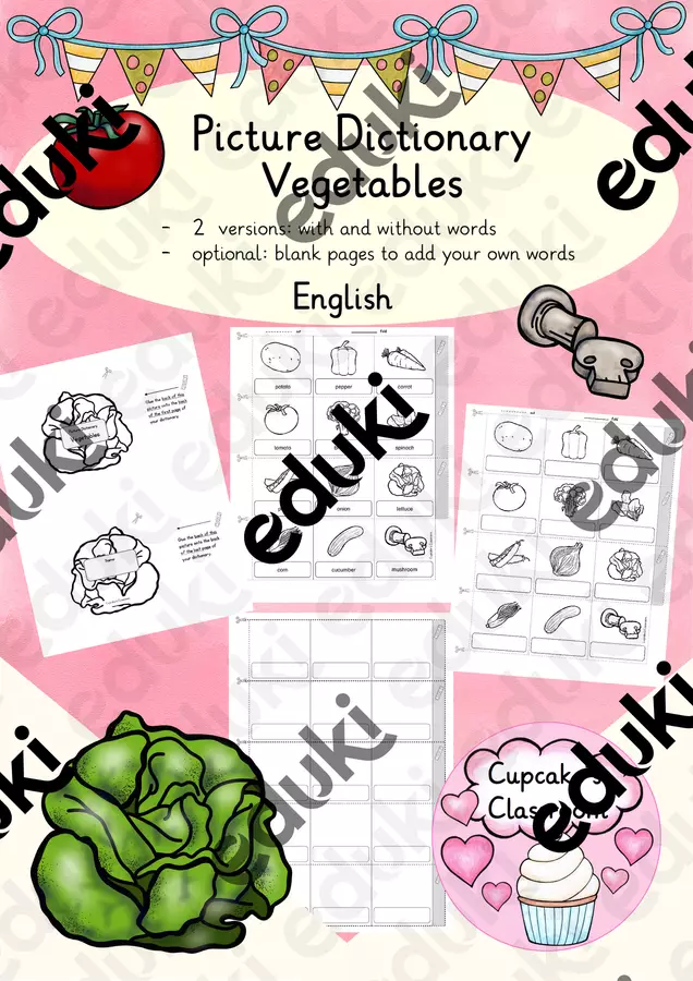 English - Vegetables - picture dictionary (Leporello) Esercizi - English - Vegetables - picture dictionary (Leporello) - Cupcake's Classroom - Pagina di copertina
