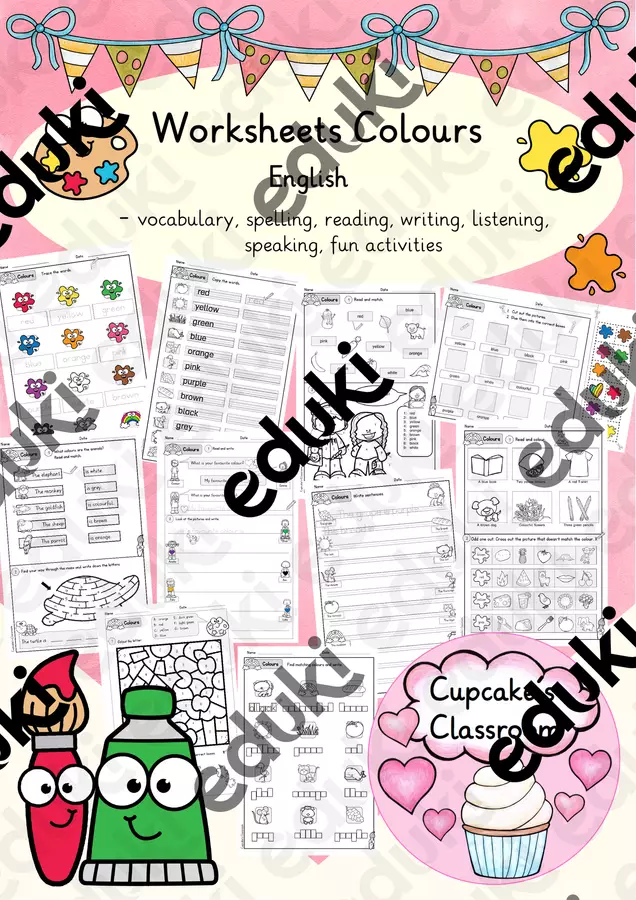 English - Colours (Worksheets) Esercizi - English - Colours (Worksheets) - Cupcake's Classroom - Pagina di copertina