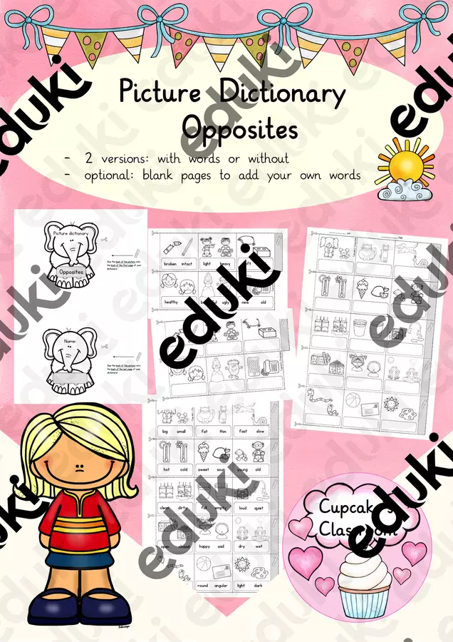 English - Adjectives opposites - picture dictionary Esercizi - English - Adjectives opposites - picture dictionary - Cupcake's Classroom - Pagina di copertina