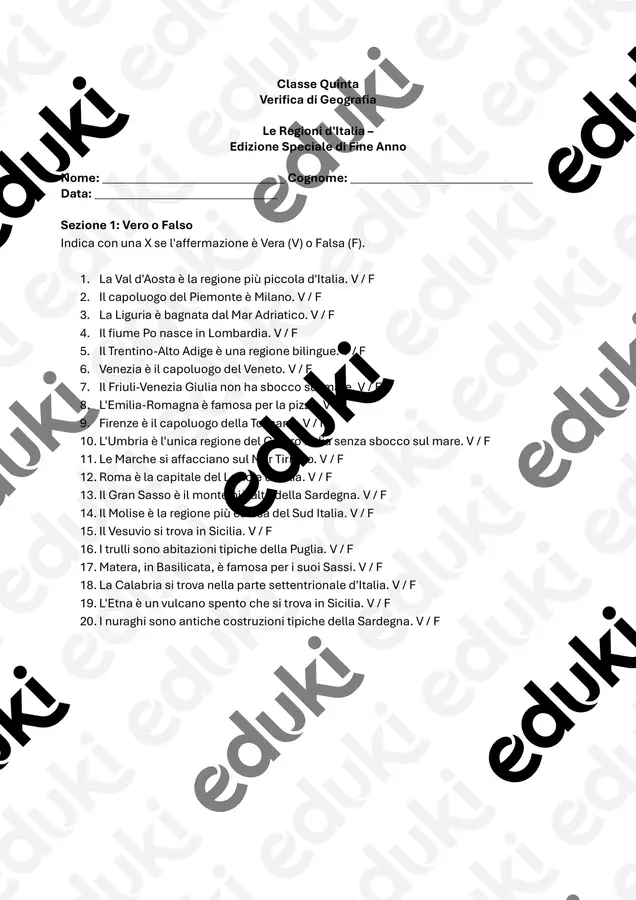 Maestra Sofia_ Verifica Regioni Quiz - Maestra Sofia_ Verifica Regioni - Maestra Sofia - Pagina di copertina