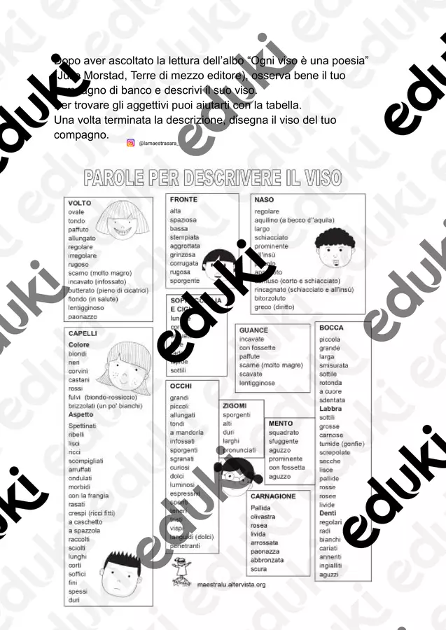 Gli aggettivi qualificativi. Attività collegata all'albo “Ogni viso è una poesia” (Julie Morstad, Terre di mezzo editore) Esercizi - Gli aggettivi qualificativi. Attività collegata all'albo “Ogni viso è una poesia” (Julie Morstad, Terre di mezzo editore) - lamaestrasara_ - Pagina di copertina
