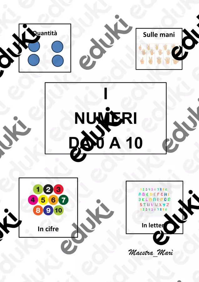 I numeri da 0 a 10 -da stamapre e plastificare Materiale di supporto/inclusione - I numeri da 0 a 10 -da stamapre e plastificare - Maestra_Marì - Pagina di copertina