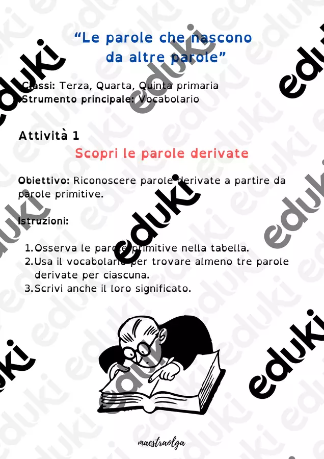 Laboratorio di scrittura - “Le parole che nascono da altre parole” Esercizi - Laboratorio di scrittura - “Le parole che nascono da altre parole” - maestraolga88 - Pagina di copertina