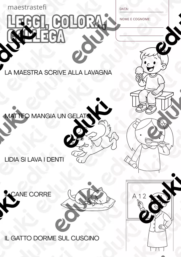 Leggi il Testo e Rispondi: collega le immagini Altro tipo di materiale - Leggi il Testo e Rispondi: collega le immagini - Maestrastefi - Pagina di copertina